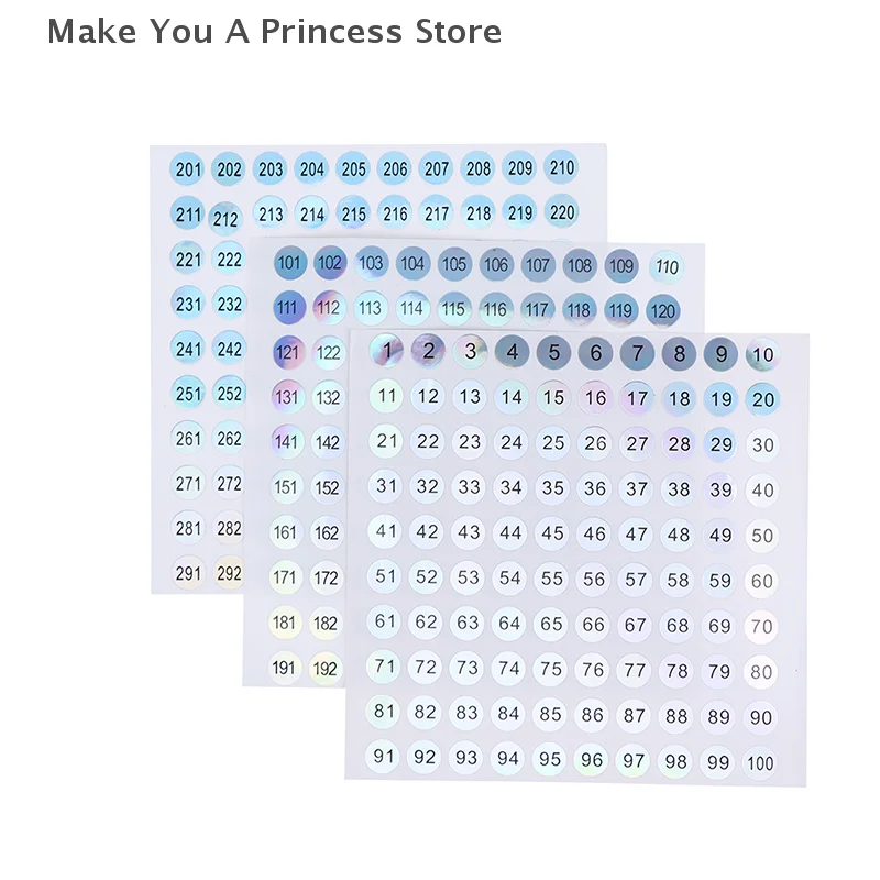 ملصقات ليزر رقم 1-300 مقاومة للماء، علامات أرقام أحمر الشفاه لطلاء الأظافر