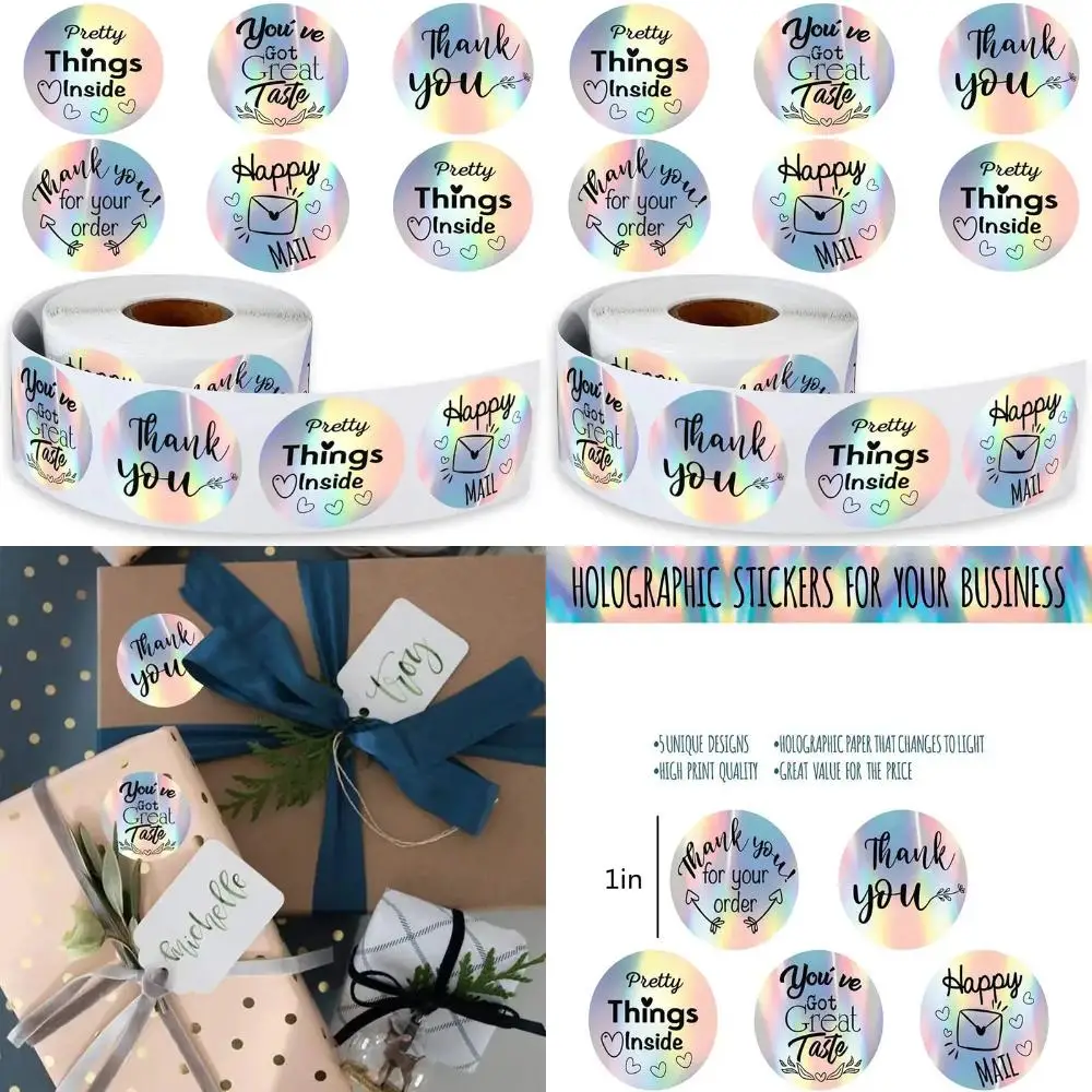 Holographic DIY Small Business Online Store Order Stickers - Vibrant and Eye-catching Packing & Shipping Supplies for your Etsy