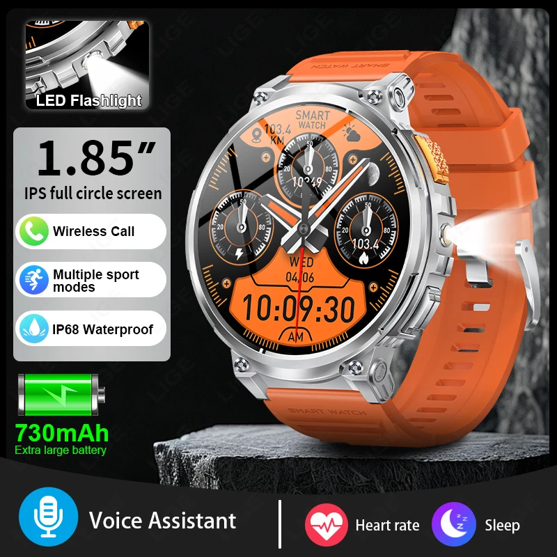 

LIGE Outdoors Sport Smart Watch Men 360*360 HD Screen 730mAh IP68 Waterproof Bluetooth Call Blood Oxygen Monitor Smartwatch 2024