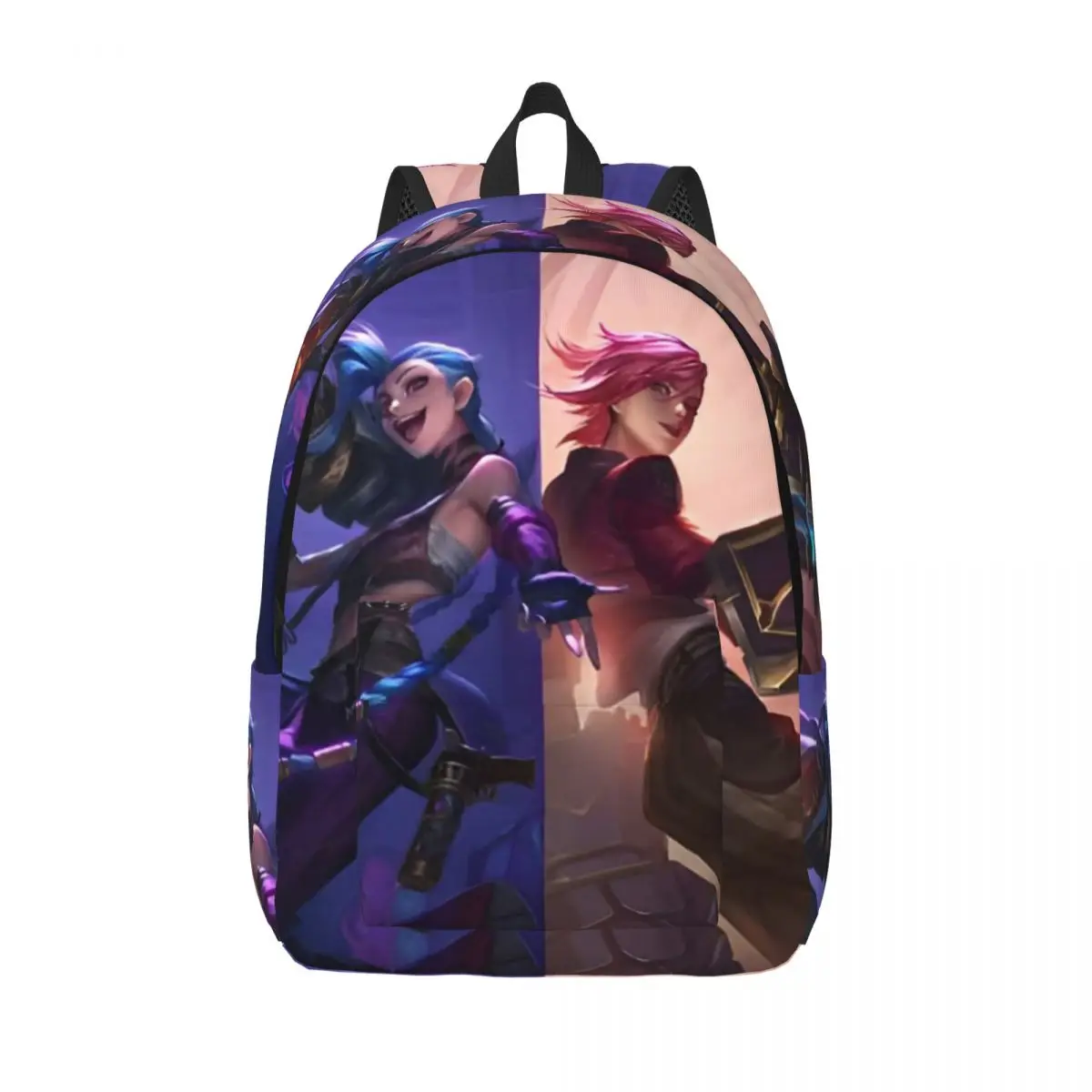 Vi Jinx LOL Anime Teenage Backpack Durable Student Hiking Travel Arcane Game Daypack for Men Women College Shoulder Bag