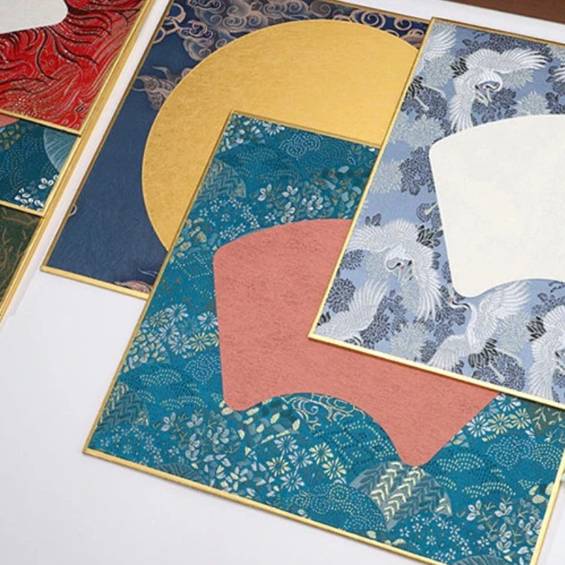 Sized Rice Paper Song Brocade Wrapped Extra Thick Brush Calligraphy Cardboard Blank Fan Surface Hard Card Gold Qian Xuan Paper