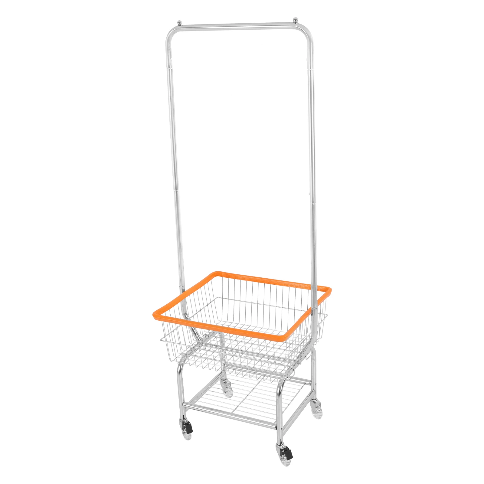 Large Capacity Clothes Cart, Rolling Laundry Cart, Laundry Cart with Hanging Rod