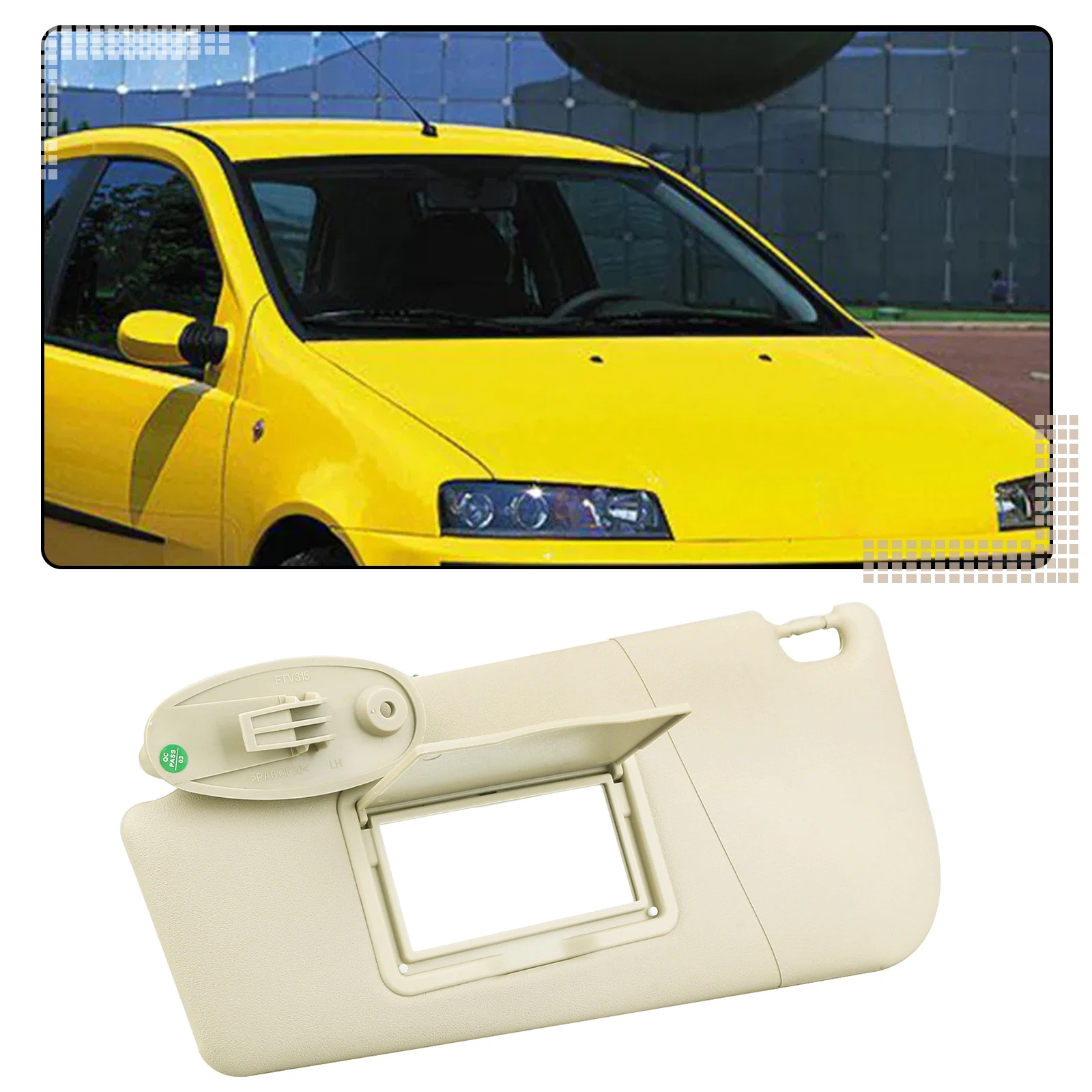 For Fiat Punto 1N 1P 1999.7-2005.12 Sun Visor Beige Windshield Sunshade Front Left Window Shield Shade Blind Cover Sunvisor