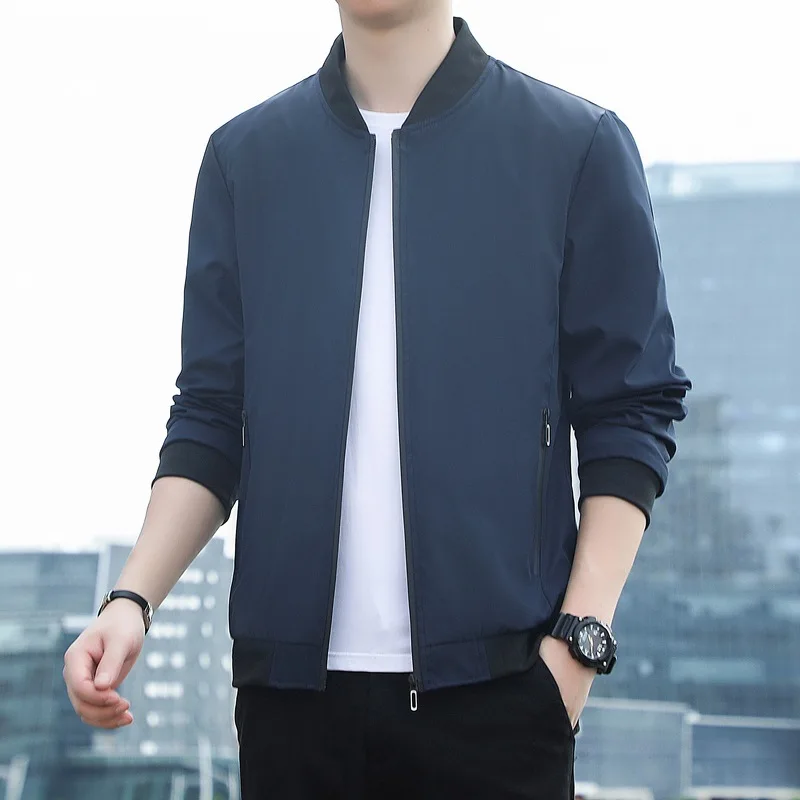 New Jacket Men's Simple Versatile Stand-up Collar Loose Top Baseball Jersey Spring And Autumn Casual Jacket