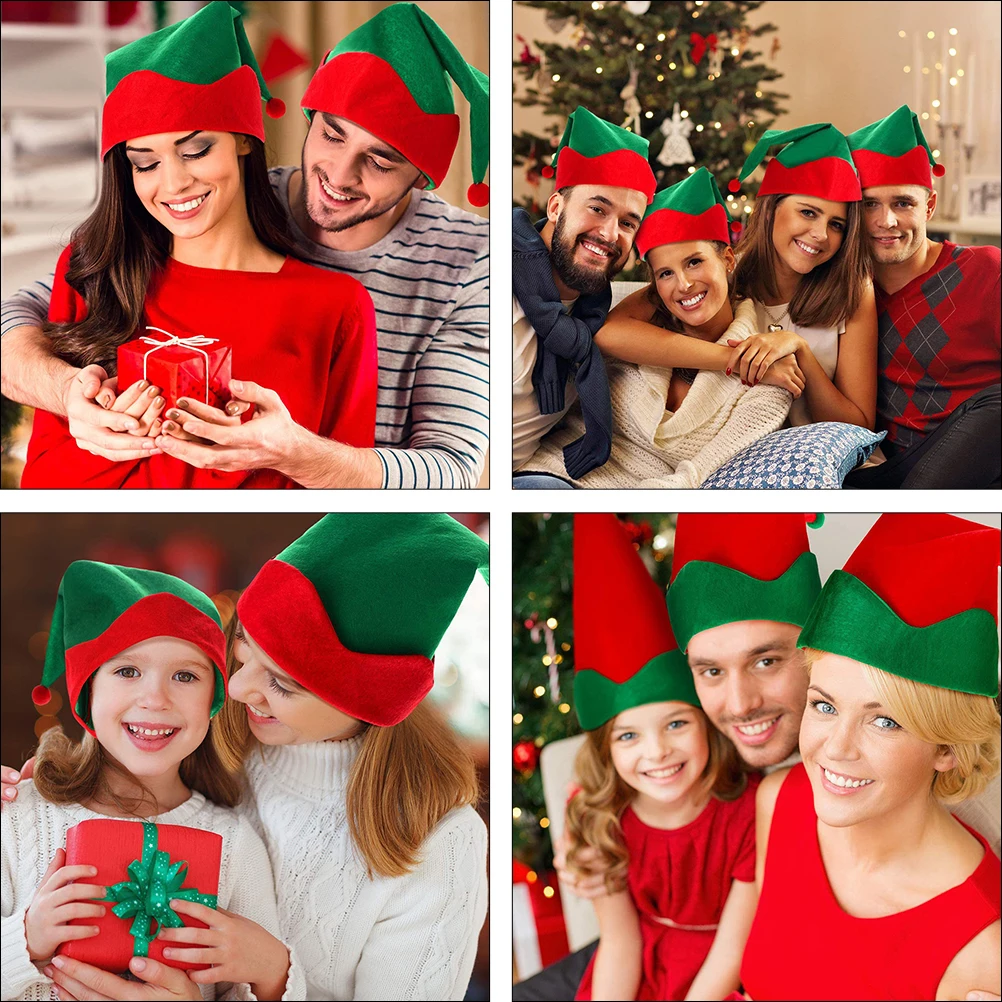 

4 Pcs Aldult Elven Pointed Hat Miss Christmas Hats Bulk Adult Satin Party Headwear