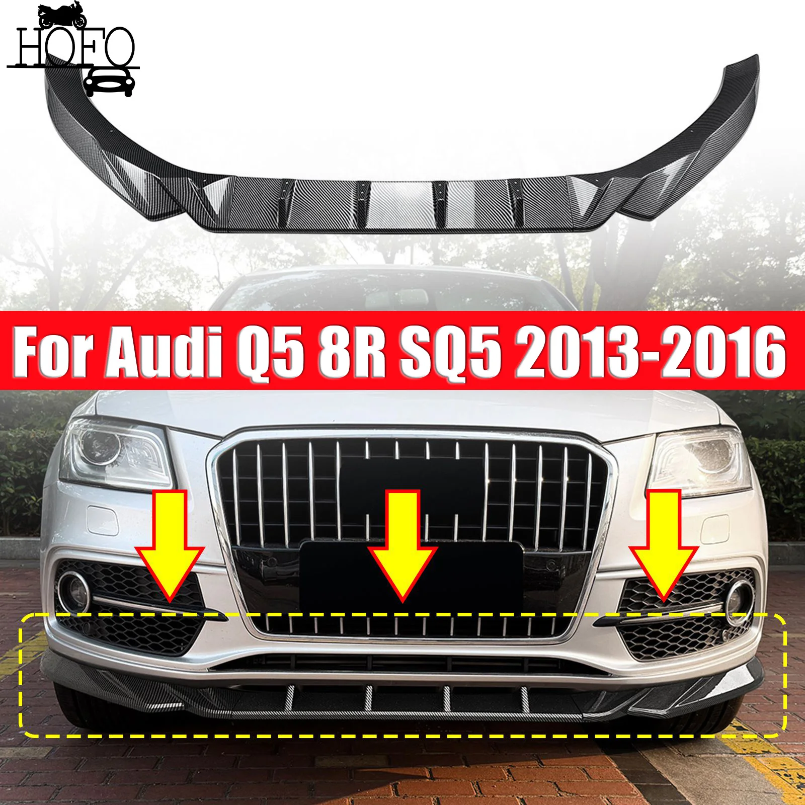

For Audi Q5 8R SQ5 2013-2016 Lower Spoiler Lip Exterior Front Bumper Separator Splitter 2014 2015