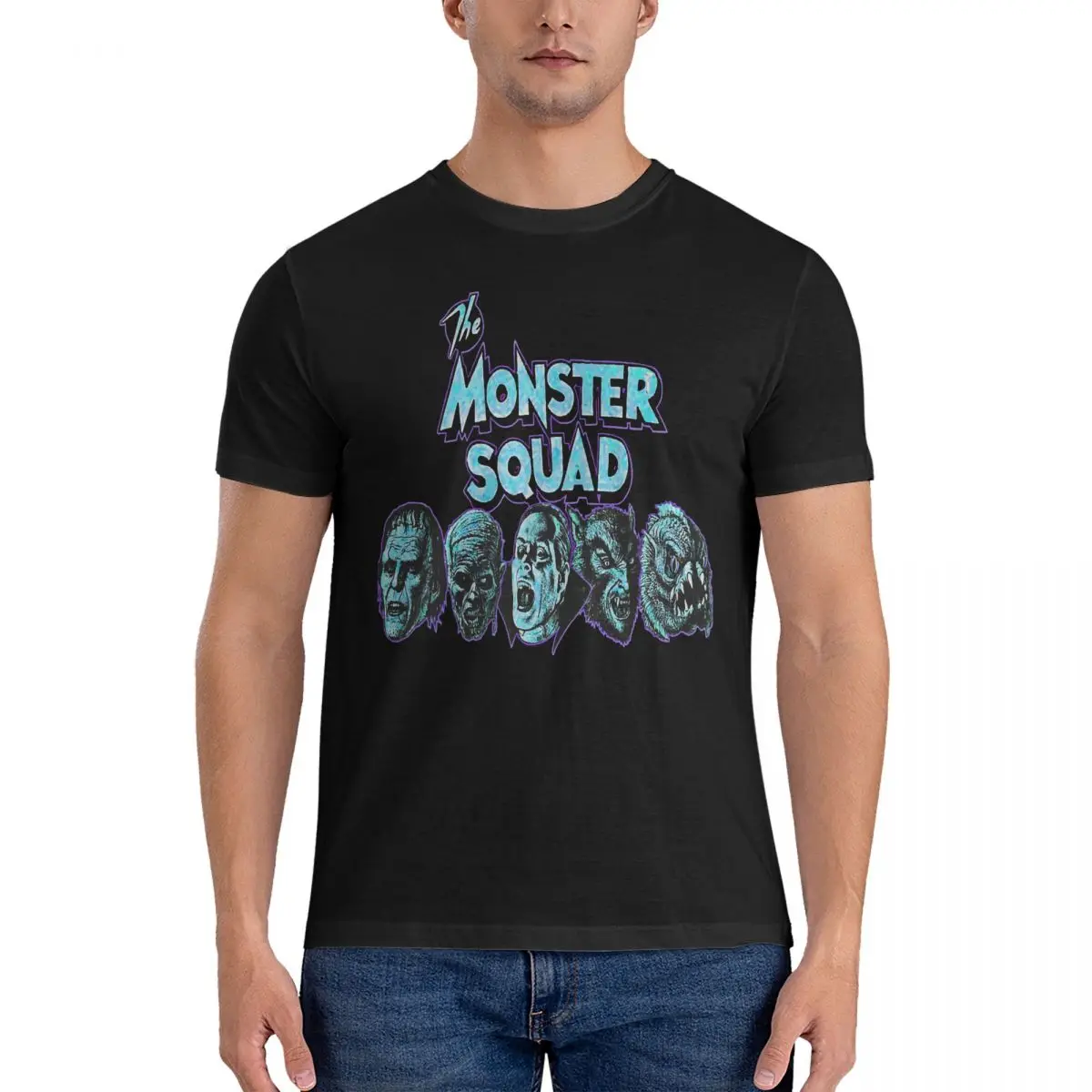 Fright Club T-Shirts Men The Monster Squad Vintage Cotton Tee Shirt O Neck Short Sleeve T Shirt Summer Clothing