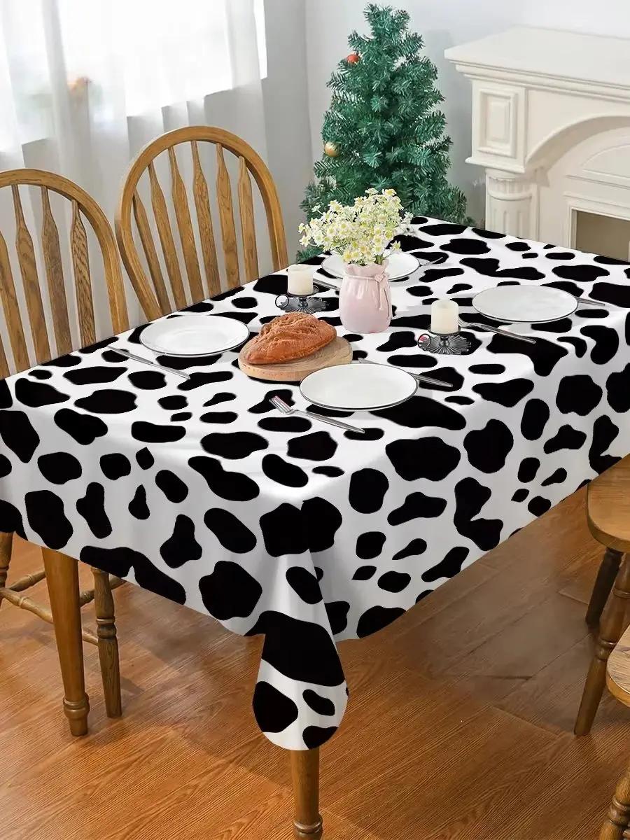 1pc Kuh Druck Tischdecke Einweg Rechteck Kunststoff Tisch Abdeckung Cowboy Tischdecke für Tier Themen Geburtstag Party Decor – Detail 1