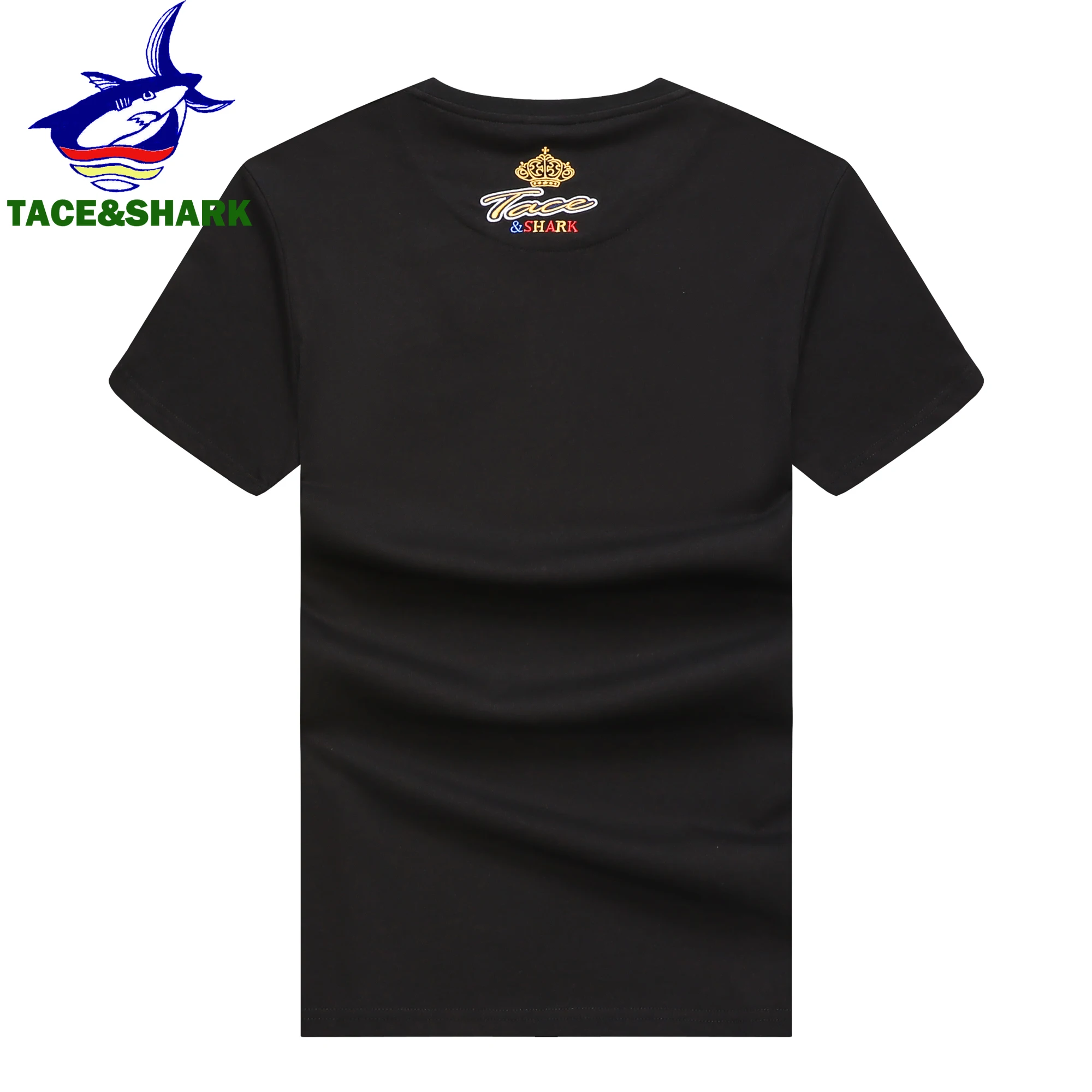 TACE&SHARK High Quality Shark Embroidery T Shirt Summer Fashion Short Sleeve T-shirts Clothing Mens Casual Tshirts Tops 3XL