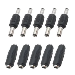 5.5*2.1mm / 5.5 x 2.1mm Double Male to Male Jack Plug Power Connector Female to Female Panel Socket Mounting Adapter For CCTV