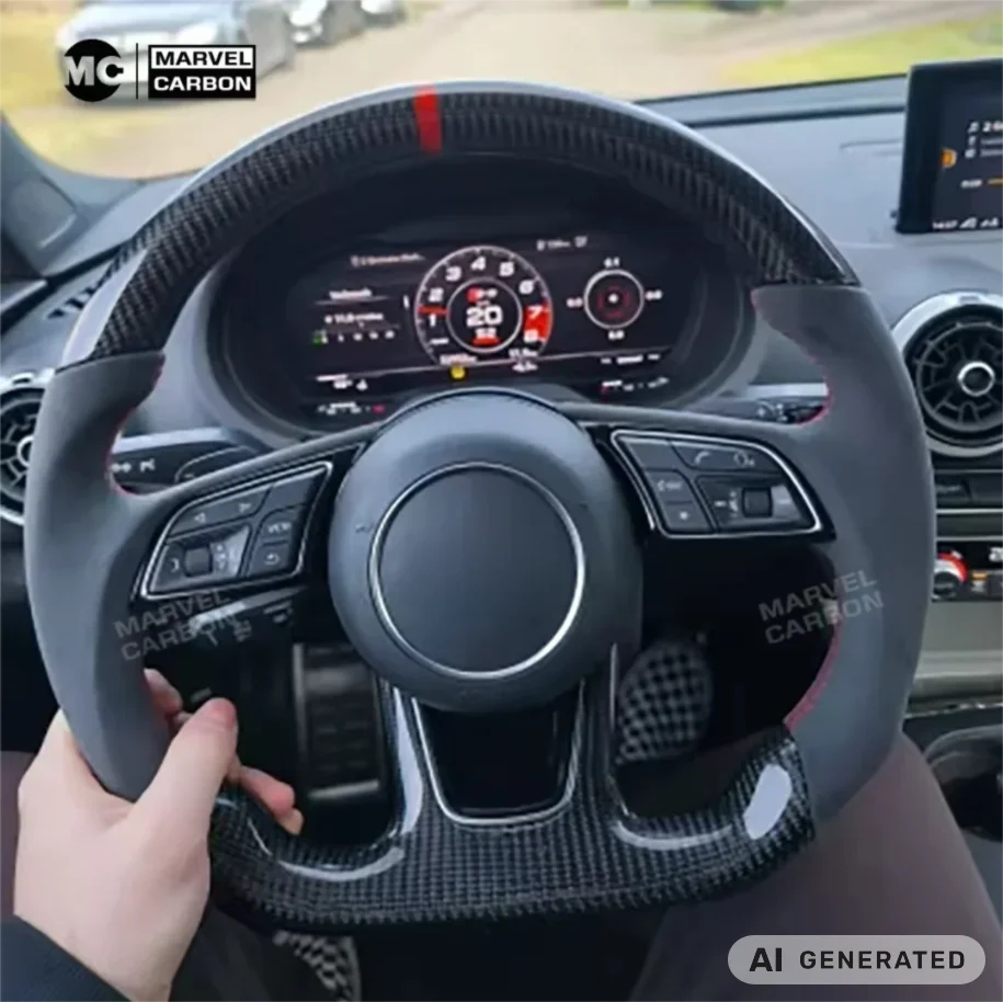 Carbon Fiber Leather Half Punch Steering Wheel For Audi A3 A4 B8 B8.5 A5 S3 S4 S5 RS3 RS4 Customized Steering Wheel