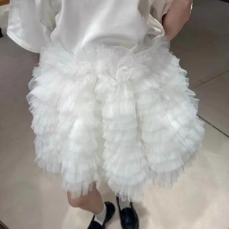 Japanese Style Sweet Bud Cake Skirt Summer New Women's Elastic Waist Short Skirts Ladies Loose Casual T-shirt Tops 2025