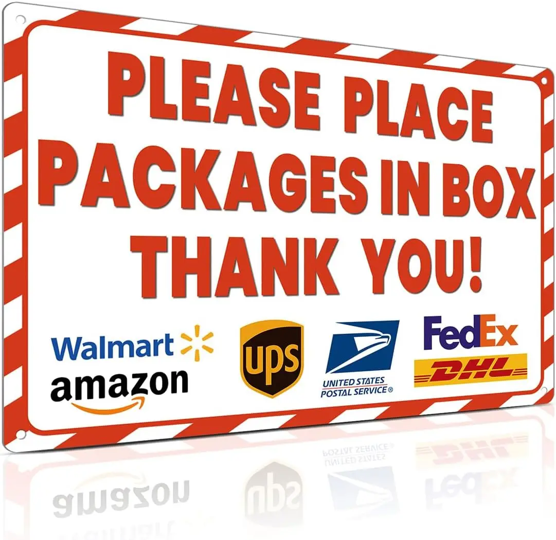 8x12 Inch Rust-Free Aluminum Package Delivery Sign for Outdoor Use - Please Place Packages in Box Thank You - Delivery Sign sign