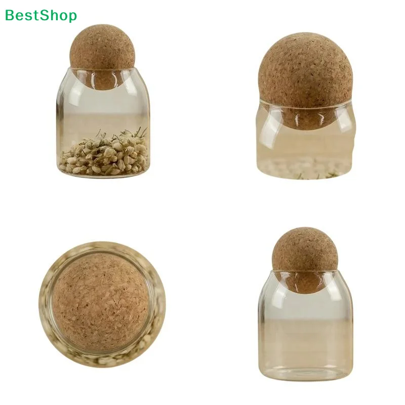 ♬Four Size Sealed Jar Glass Cork Stopper Coffee Beans Dried Fruit Storage Box Kitchen Food Multigrain Storage Jar Cork Tea Jar