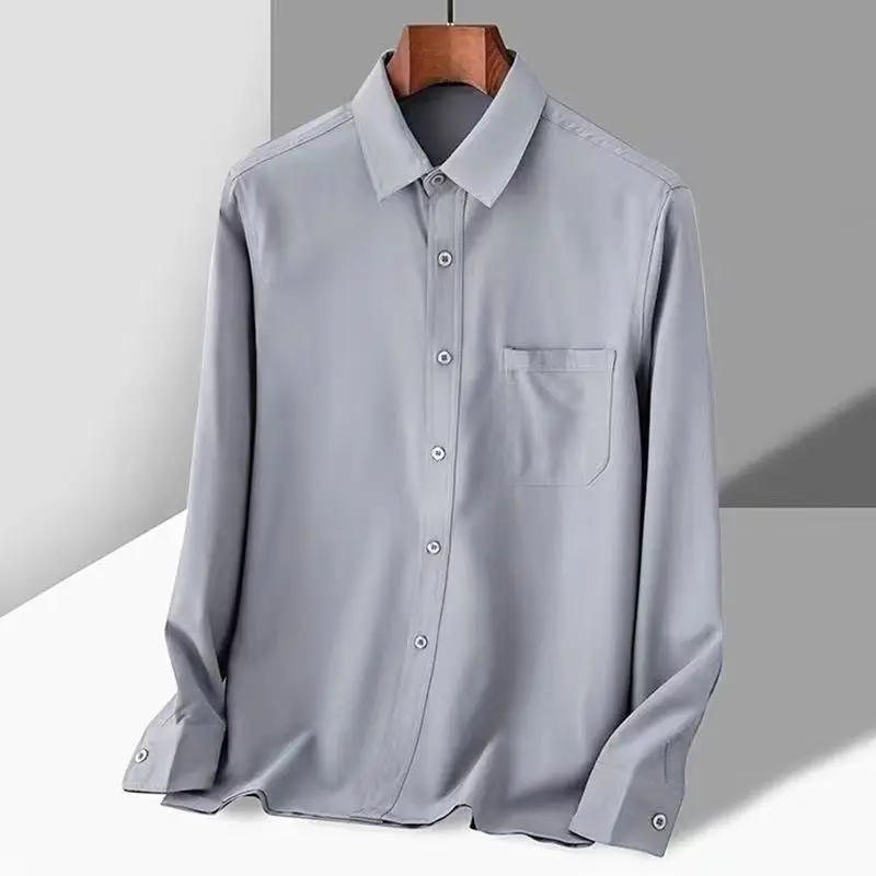 X63Middle aged men's long sleeved casual shirt, new summer style, loose summer shirt, men's