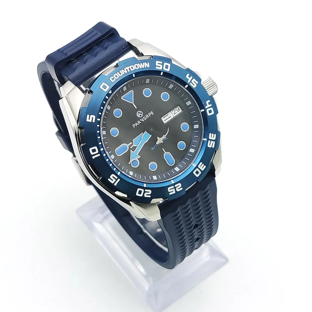 Men's Automatic NH36A Mechanical Watch, Sapphire Glass, Rubber Strap, Transparent Case Back, Casual Fashion Men's Watch