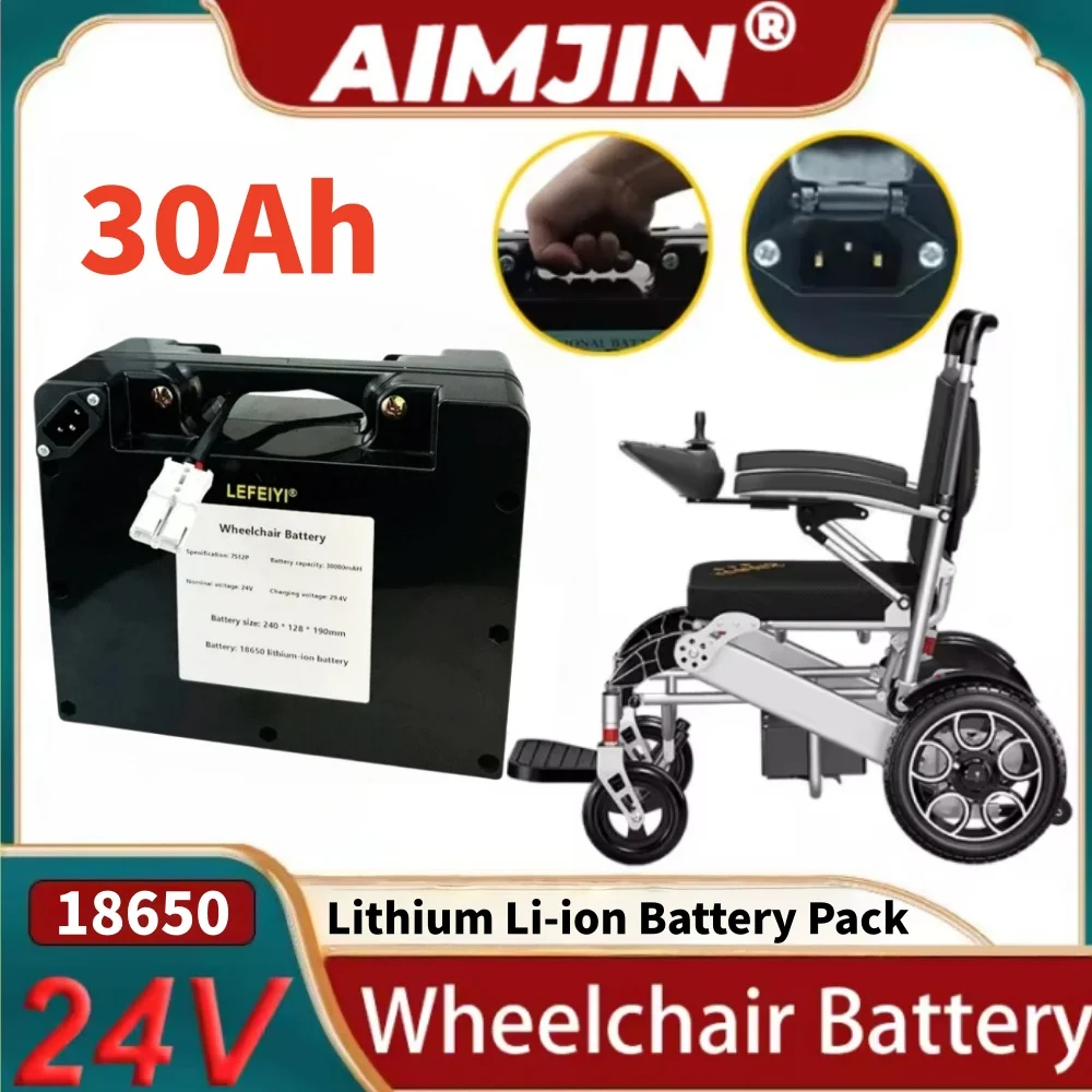 

100% NEW 7S12P 24V 30000mAh 18650 Lithium Li-ion Battery Pack 29.4V 30Ah For Electric Wheelchair