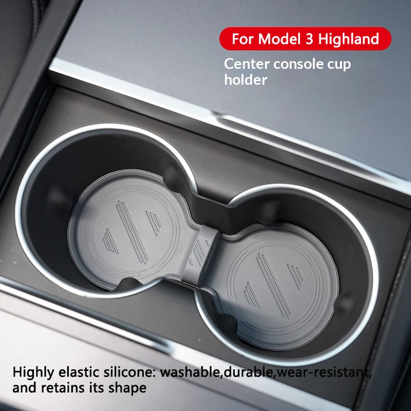 For Tesla Model Y/3 Highland Model YL Car Centre Console Cup Holder Anti-Slip Shock-Absorbing Mat And Beverage Mat Accessories