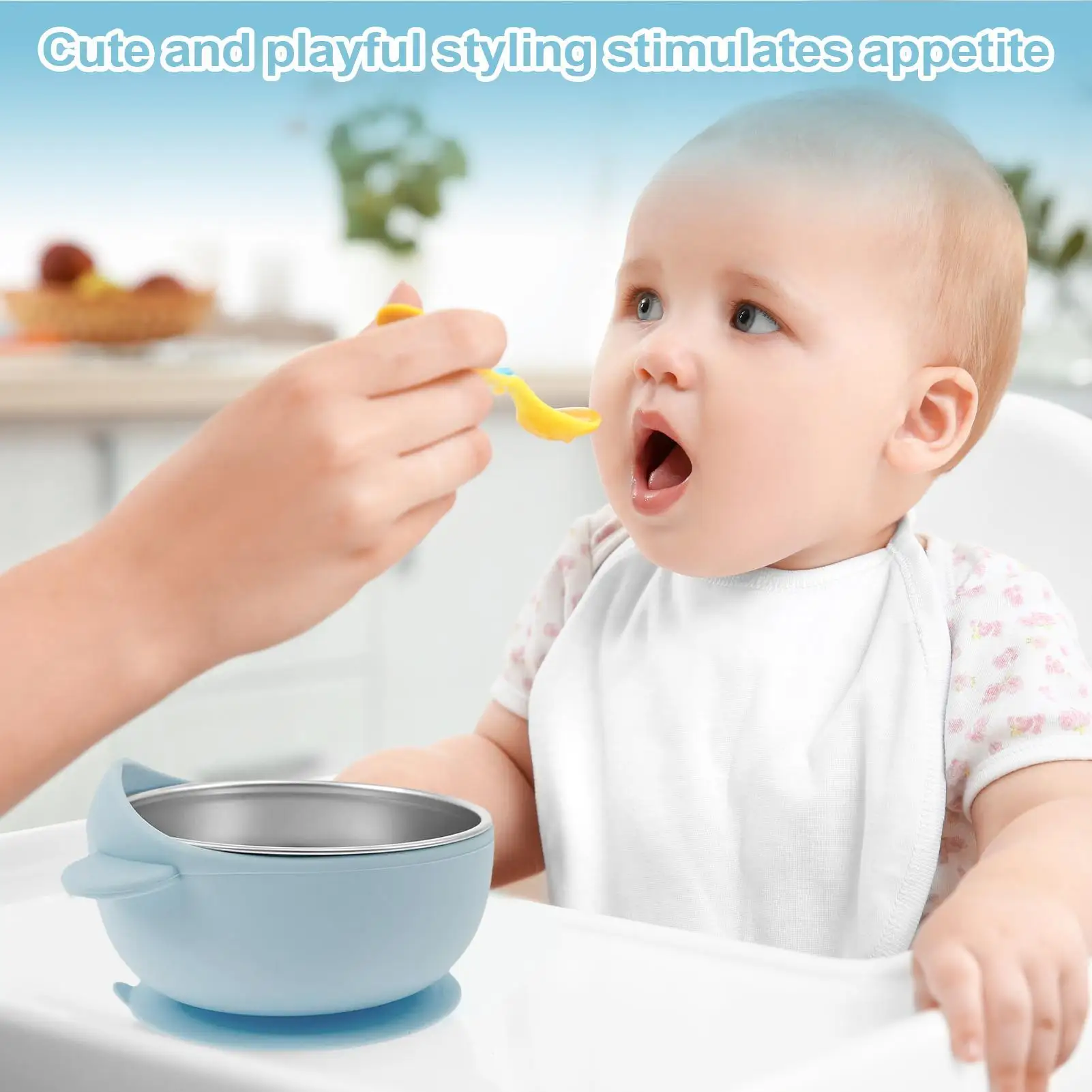 Suction Bowls For Baby 3D Panda Toddler Bowls Suction Stainless Steel Inner Grip Training Utensils Feeder Containers For Dish