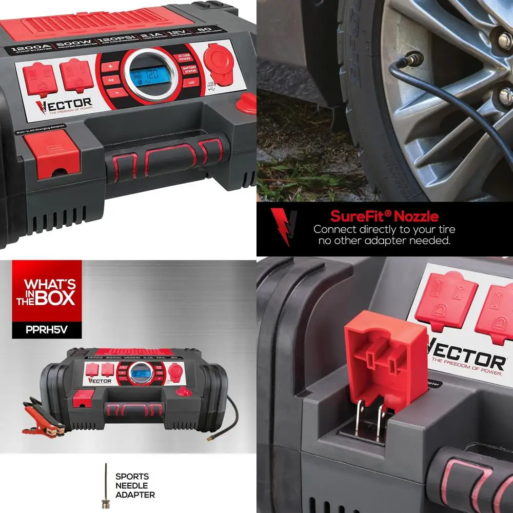 

Автомобильный стартер PPRH5V с пиковым усилением 1200, портативная мощность — USB-порт 10 Вт, инвертор 500 Вт, воздушный компрессор мощностью 120 фунтов на квадратный дюйм