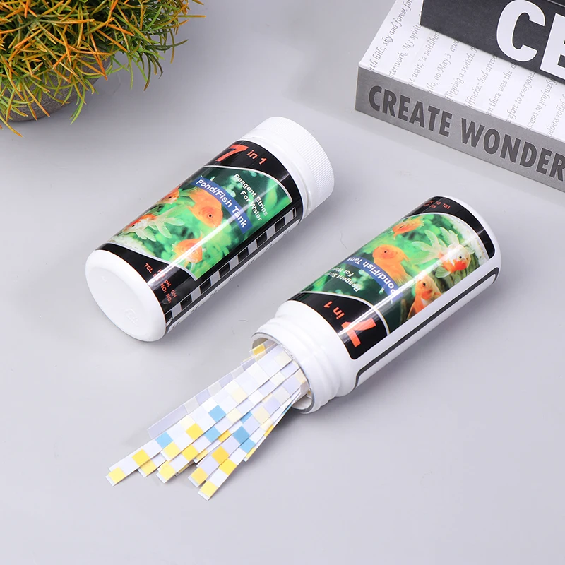 50/100Pcs 7 In 1 Aquarium Test Strips Fish Test Set Aquarium Water Hardness Test Strips Emergency Home Easy Testing