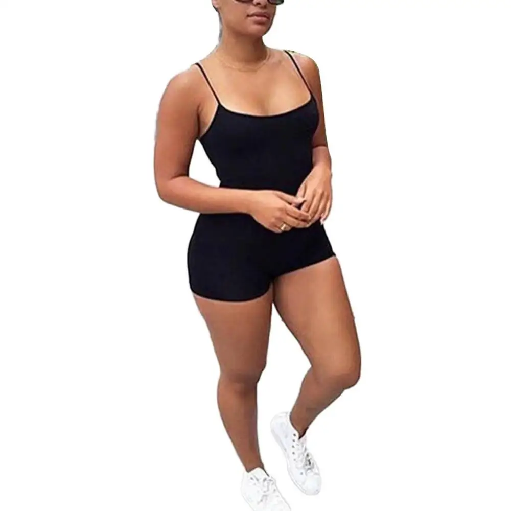 Spaghetti Strap Women Sexy Sleeveless Bodysuit Shorts Jumpsuit Spaghetti Straps Bodycon Sports Jumpsuit