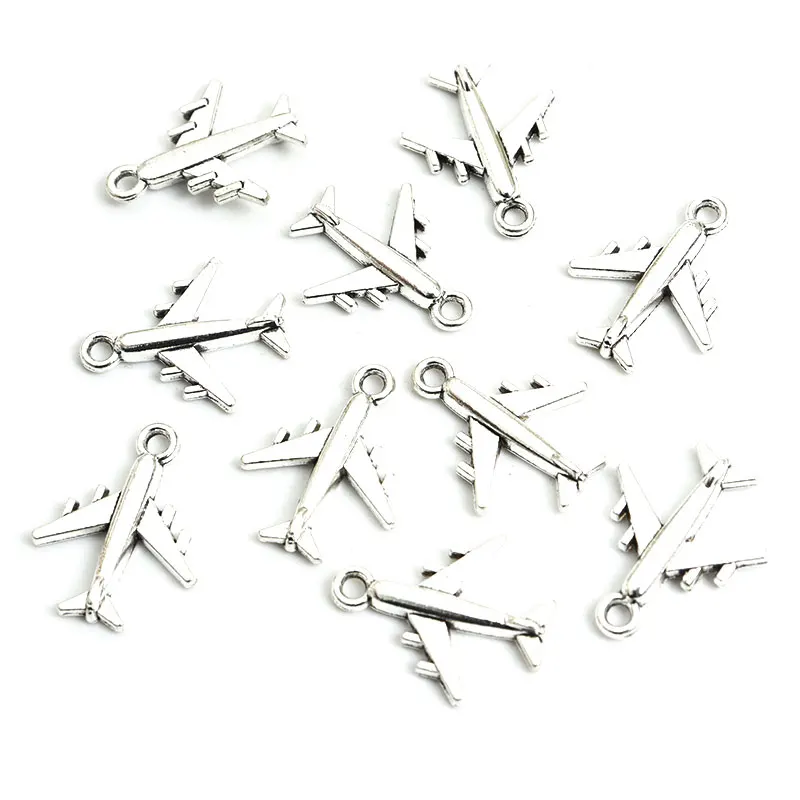 20pcs Retro Style Airplane Charms Necklace Bracelet Keychain Travel Aircraftplane Pendants DIY Ornaments Alloy Accessories