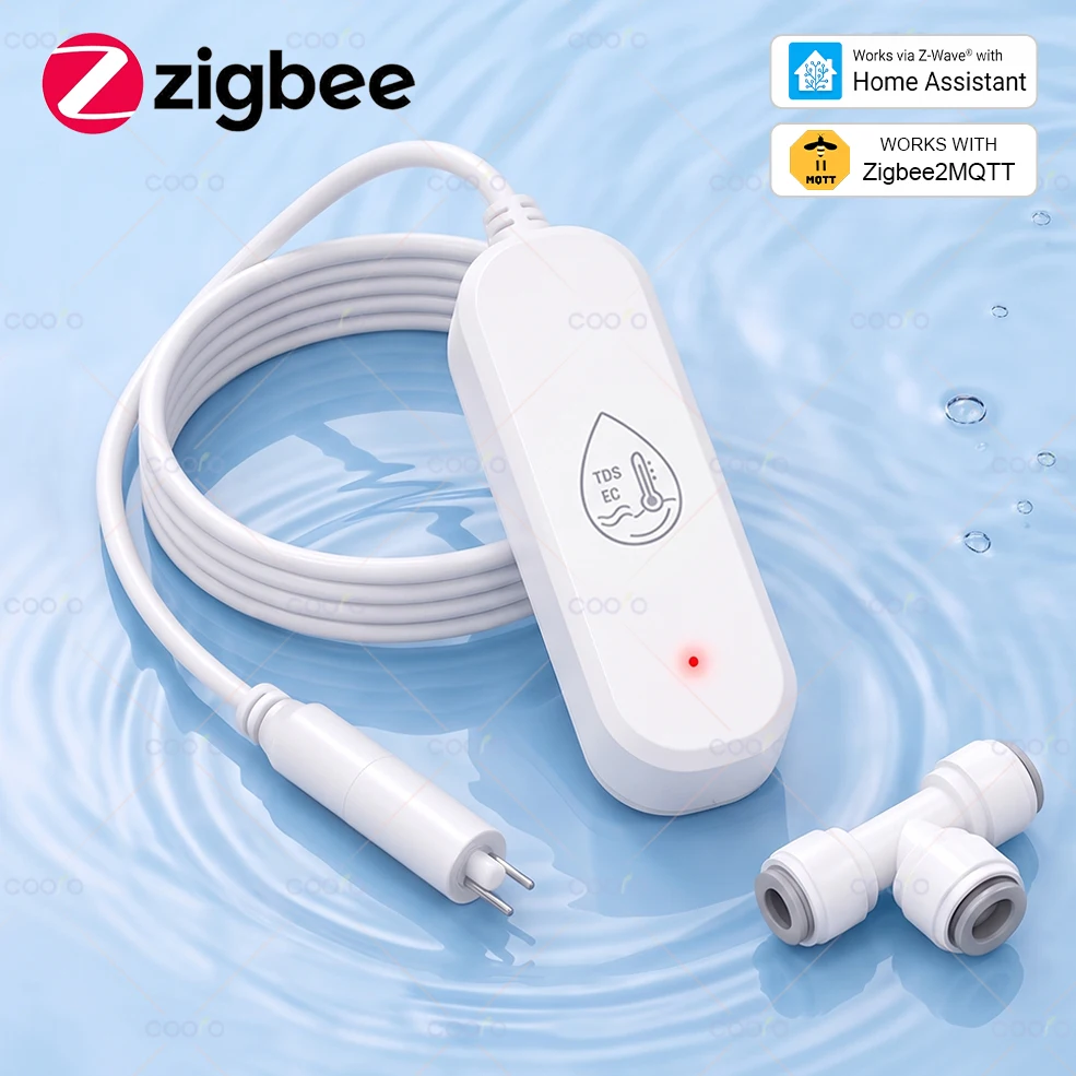 Zigbee 7 in 1 Water Quality Tester EC/TDS/Salinity/S.G/NTC/Temperature/Humidity Meter for Seawater Aquarium Freshwater Fish Tank