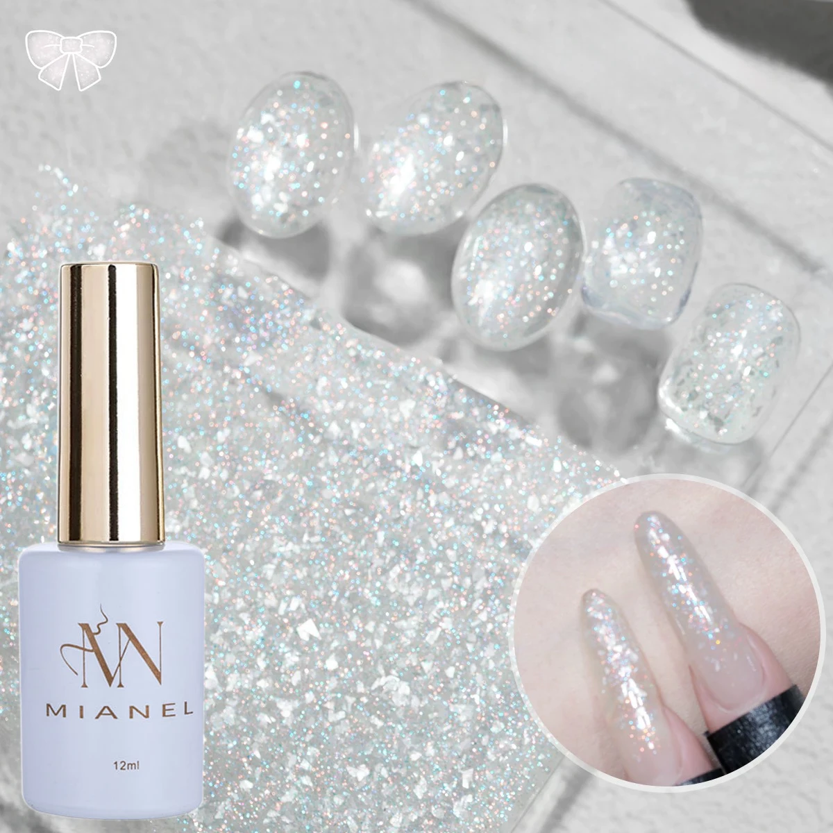 

1pcs 12ML Summer Nails Milk Ice Clear White Glitter Gel Nail Polish 2026 New Style Popular Seven Color Strobe Glitter Gel Polish