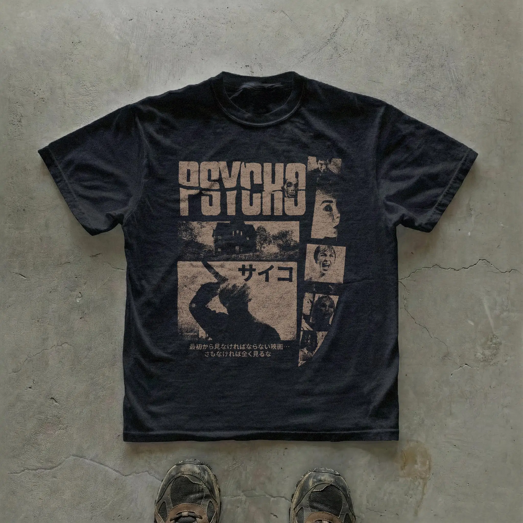 Sommer Damen Vintage Psycho Grafik T-Shirt Baumwolle Streetwear Übergroß Locker Lässig Kurzarm Geeignet für Alle Jahreszeiten