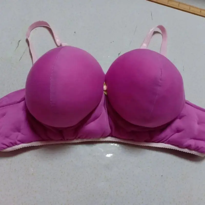 

Plus Size Man's Handmade Purple Cotton Bra Top Cross-dressing Cosplay Thickened Filled Cotton Lingerie Private Party