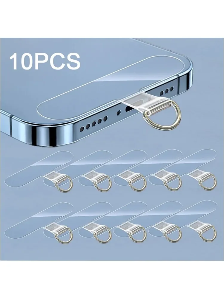 Onglets d'attache de lanière de téléphone Transparent, 10 à 1 pièces, pour cordon de téléphone portable, trou de joint de cordon de carte, sangles de suspension, patchs flexibles, Clips