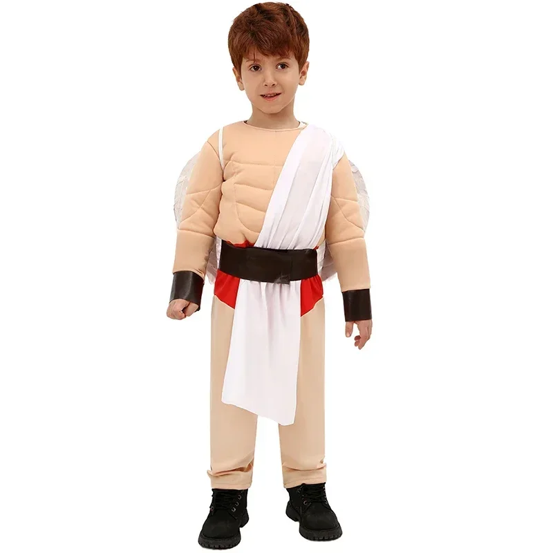 EE01 Mono de Ángel musculoso para chico con ala, disfraz de Cupido para niño pequeño del Día de San Valentín y 0Ww