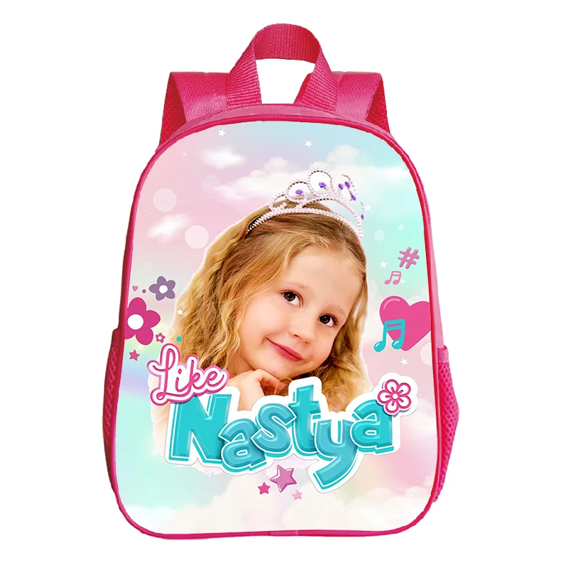 Mochilas rosa impermeável para meninas pré-escolares, como Nastya Print, Kindergarten Bag, bonito criança Bookbag, mochilas escolares, 12"