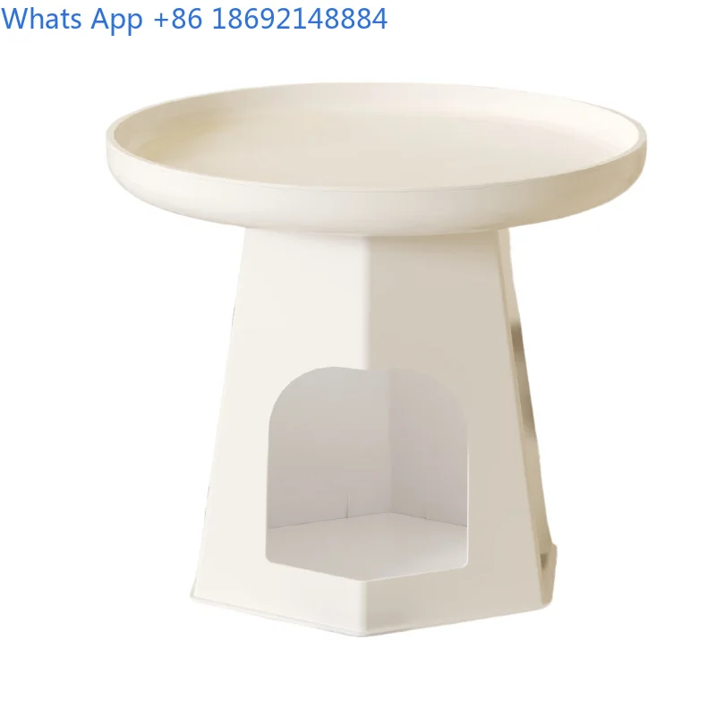 Cream Style Side Table Modern Minimalist Round Coffee Table for Living Room Bedroom Use