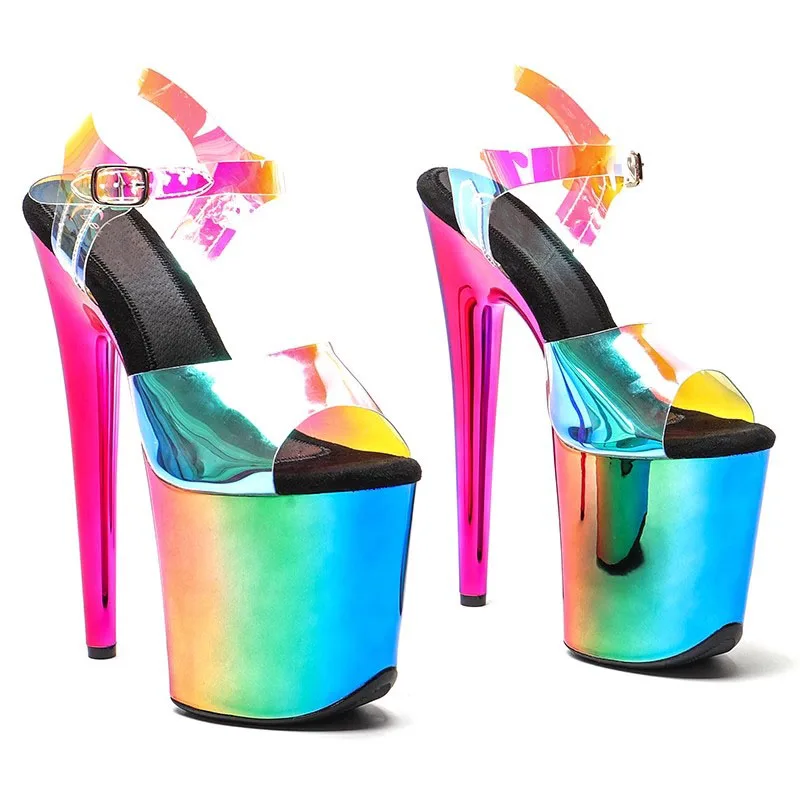 New 20cm/8inches Shiny TPU Upper Electroplate Platform High Heel Sandals Sexy Model Shoes Pole Dance Shoes 282