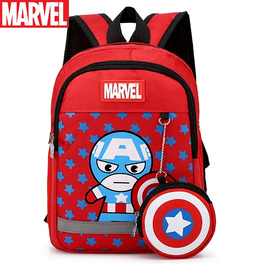 Disney-mochilas escolares ligeras para niños, mochilas escolares con patrón de Capitán América y araña para adolescentes