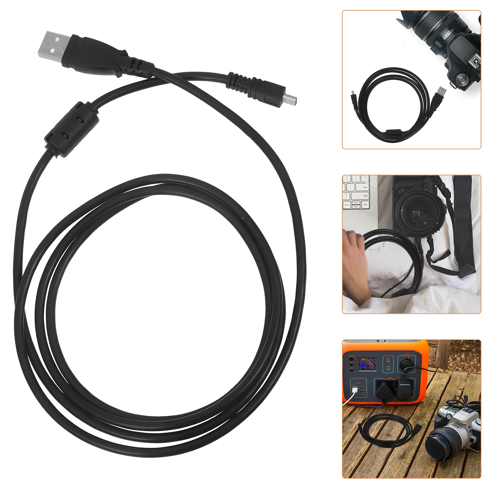 

Mini USB Cable Extension Cord for Camera Phone Accessories Charging Cables Black Magnetic Ring Design Stable