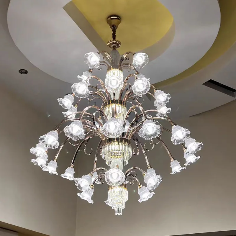 الأوروبية دوبلكس فيلا غرفة المعيشة كريستال الثريات الكبيرة ضوء الفاخرة الدرج طويل خمر الثريا لغرف النوم 85-260 فولت