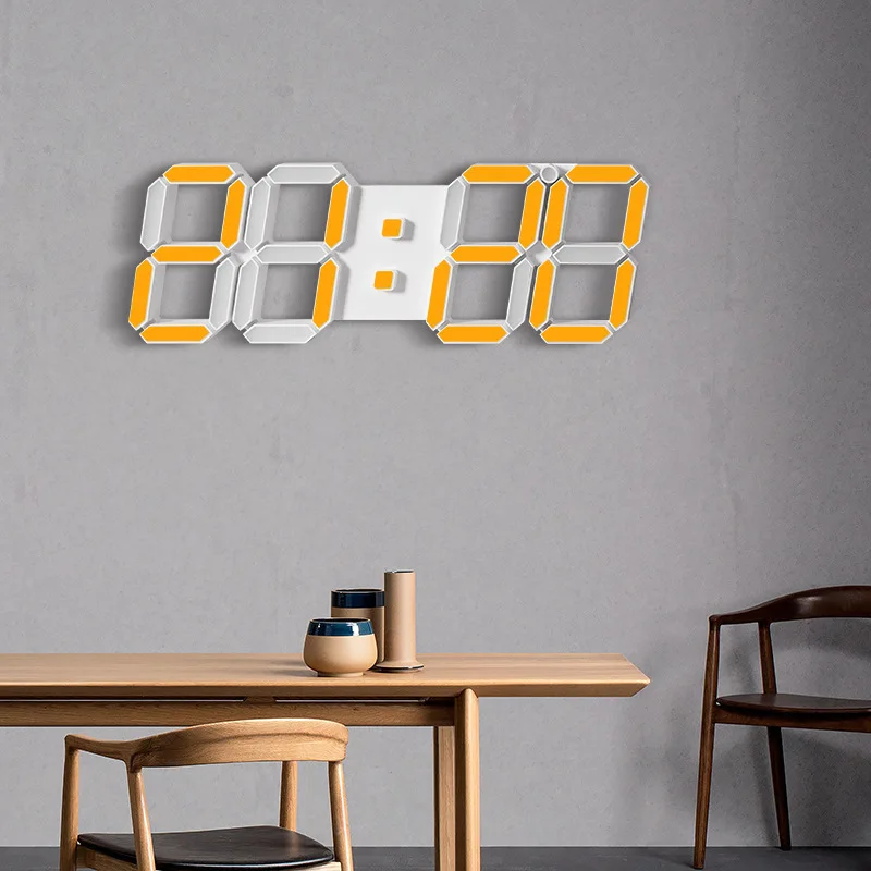 3D LED Large Wall Clock Modern Design Electronic Clock with Remote Control Automatic Photosensitive and Timing Function