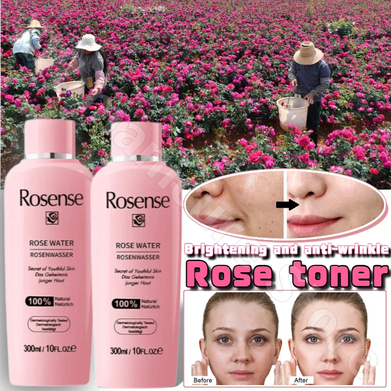 300ml Damascus Rose Petal Water Moisturizes and Softens Skin Korean Skin Care Toner Facial Glowing Revitalizes and Soothes Skin