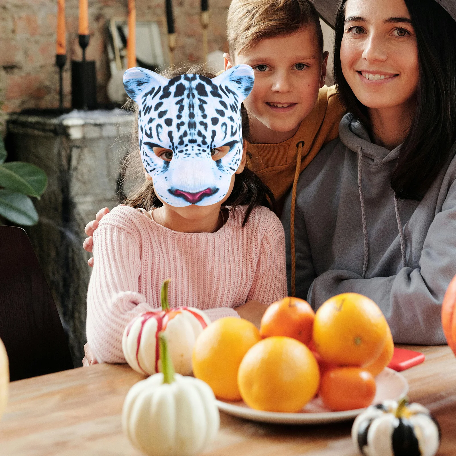 Funny Animal Snow Leopard Half Face Mask EVA for Halloween Carnival Party Masquerade Easter Cosplay Costume 1 Piece