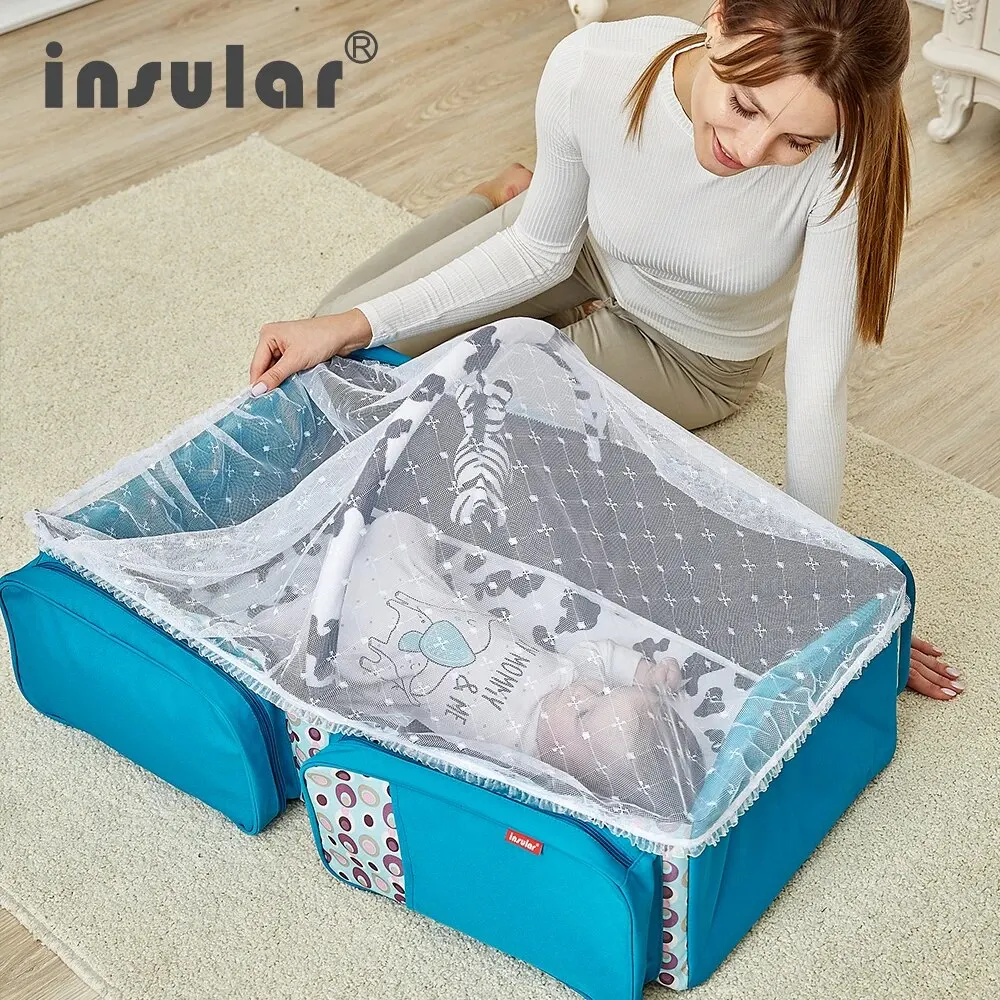 Insular Multifunctional Baby Diaper Bag Baby Bed Foldable Newborn Bed Travel Baby Mommy Nappy Changing Bag