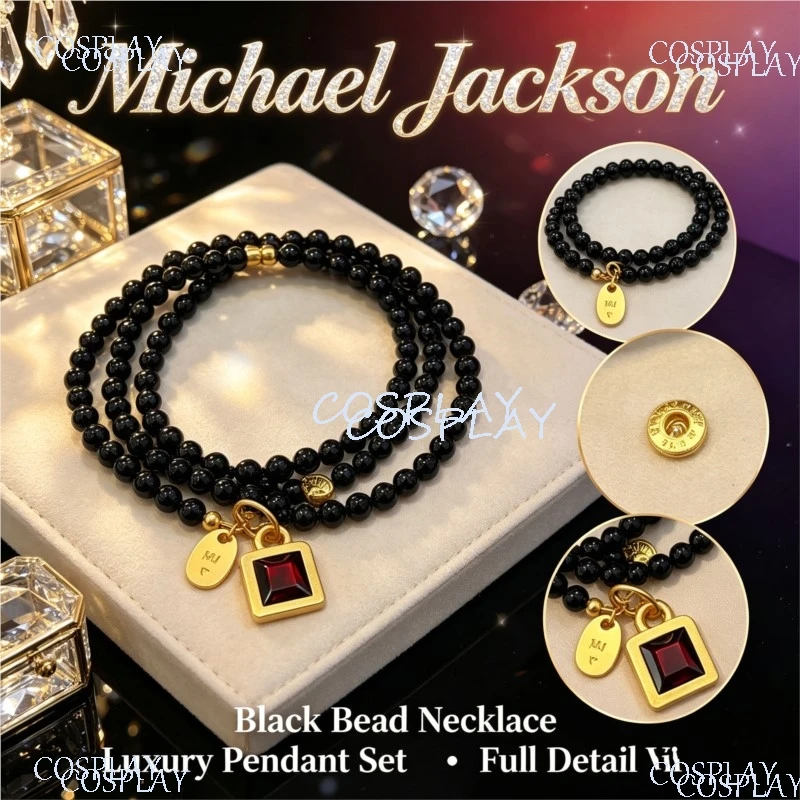 Collar de cuentas vintage, accesorio de cosplay de Michael Jackson, recuerdo de moda, accesorios de regalo para fans de Halloween