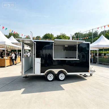 High Capacity Commercial Food Trailer Dual Serving Windows Mobile Snack Cart For Festival Outdoor Business