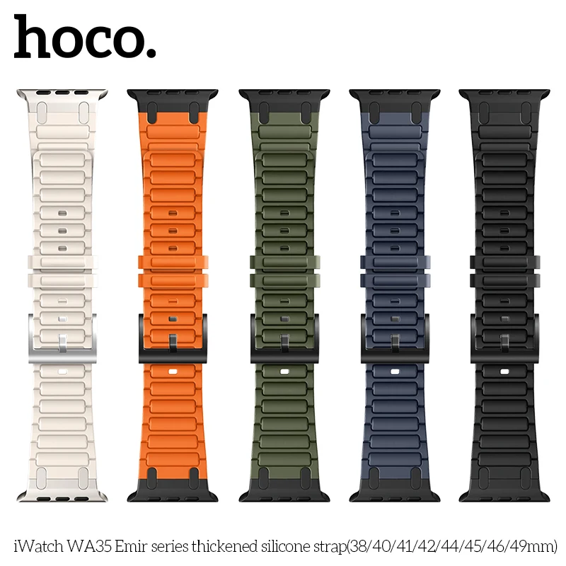 HOCO WA35 Watch Band for iWatch Thickened Silicone Strap Suitable for iwatch1/2/3/4/5/6/7/8/9/10/SE/SE2/Ultra/Ultra2 Double Ring