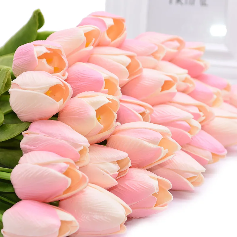 5/10/20pcs Artificial Flowers Real Touch PU Tulips Fake Flower Bouquet For Wedding Party Decor Supplies Home Garden Ornament Gif