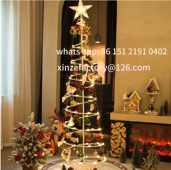 

Настраиваемая новая рождественская спиральная рождественская елка, сделай сам, наряд, 1,5 метра, 1,8, украшение сцены, рождественская елка
