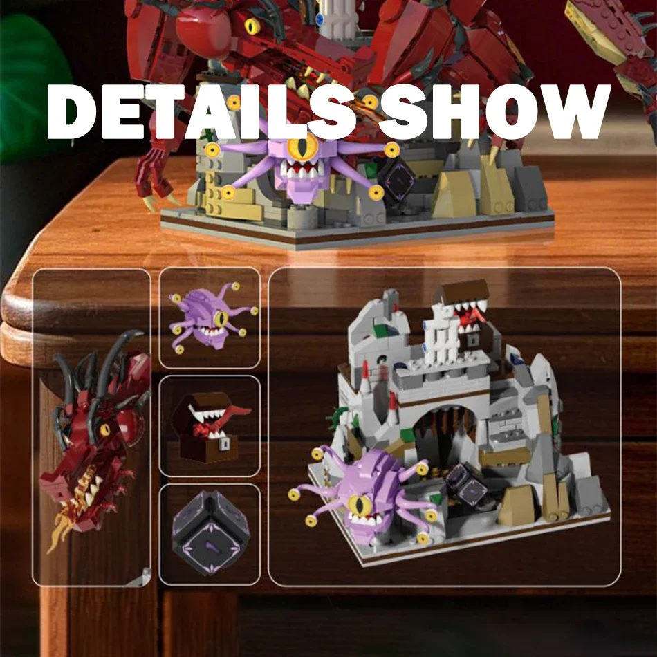 1856PCS Gioco di film MOC Dungeon Fortress Red Dragon Story Building Blocks Monster Eye Modello Creativo Assemblaggio fai da te Giocattolo Ragazzi Regalo