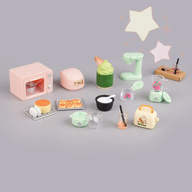1/12 Puppenhaus Mini-Küchengerät-Set inklusive Entsafter, Reiskocher und Ofenmodell für Puppenhaus-Dekoration